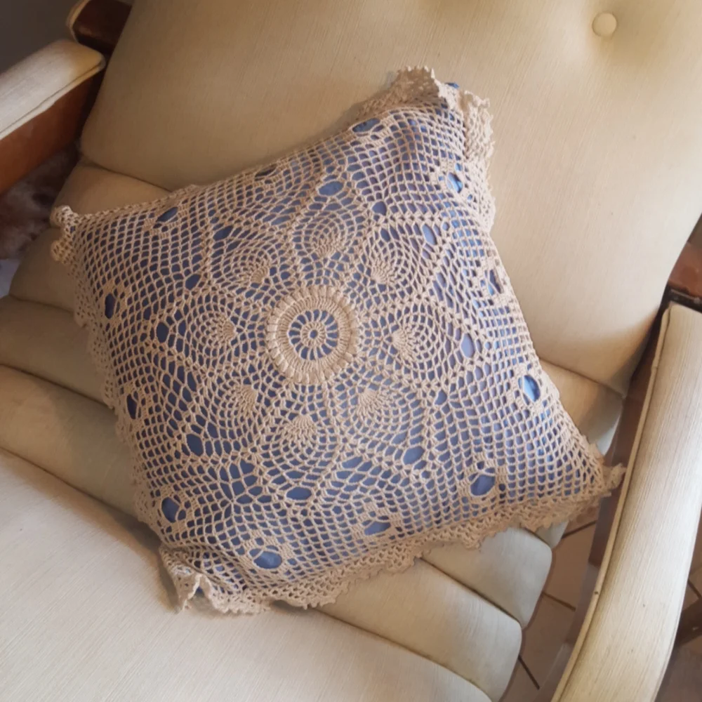 Crochet cottagecore pillow